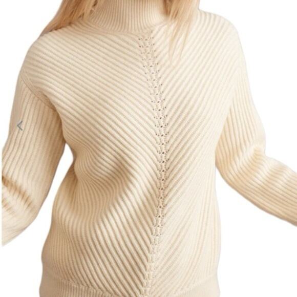 NWT Marine Layer Skylar Ivory Wool Blend Turtleneck Sweater Size Large - Picture 9 of 11